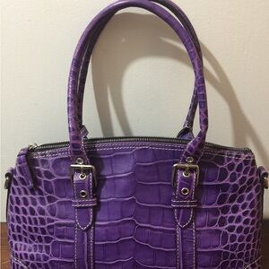 Dooney&Bourke Purple Crocodile-Embossed Satchel